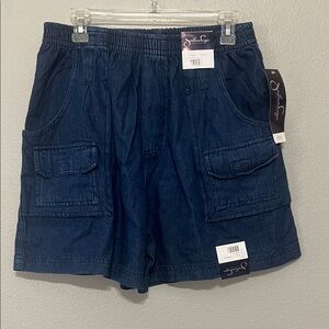 Vintage Jonathan Logan Women’s L Dark Blue Cargo Shorts Pockets Granny Chic New